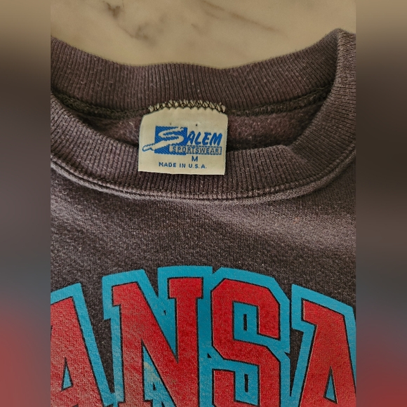 Vintage‎ retro 90's KU University of Kansas Jayhawks sweatshirt Salem unisex - Picture 3 of 7